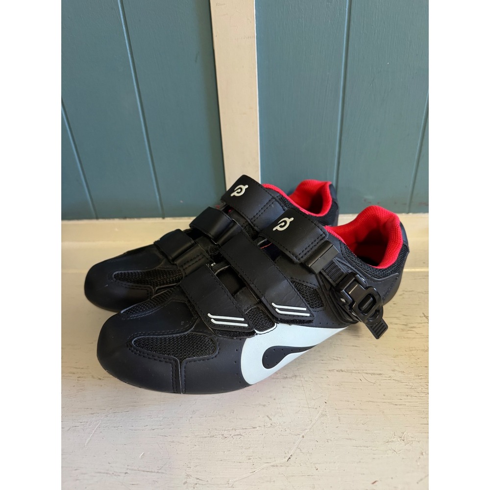 Peloton Cycling Shoes Black White Red Size 41 with Cleats Indoor Bike Training